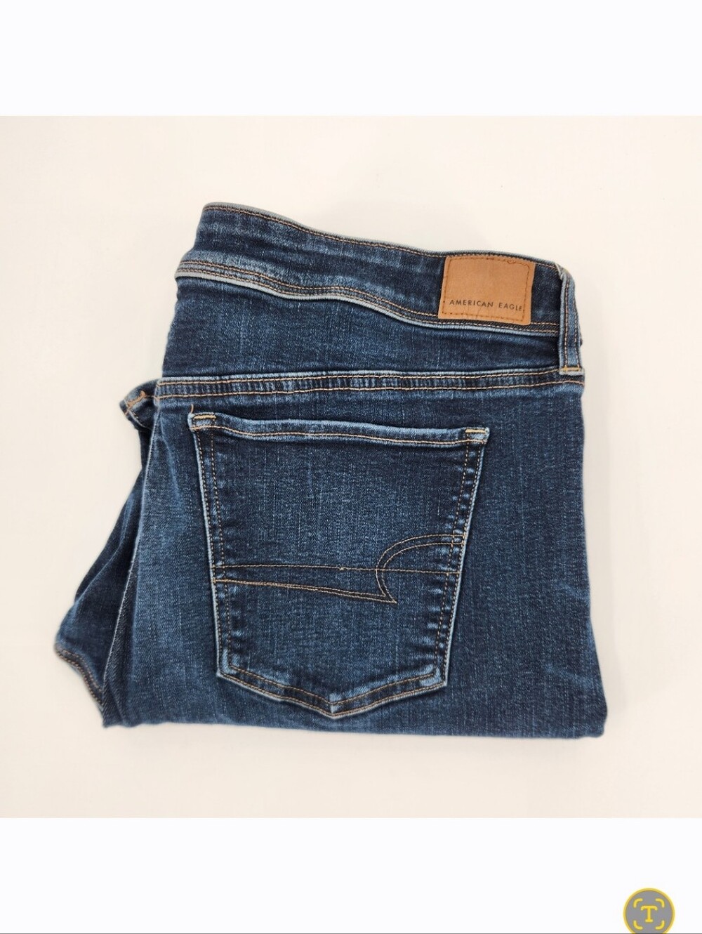 American Eagle Super Stretch Kick Boot Jean Womens Size 18 Short Dark Wash Denim